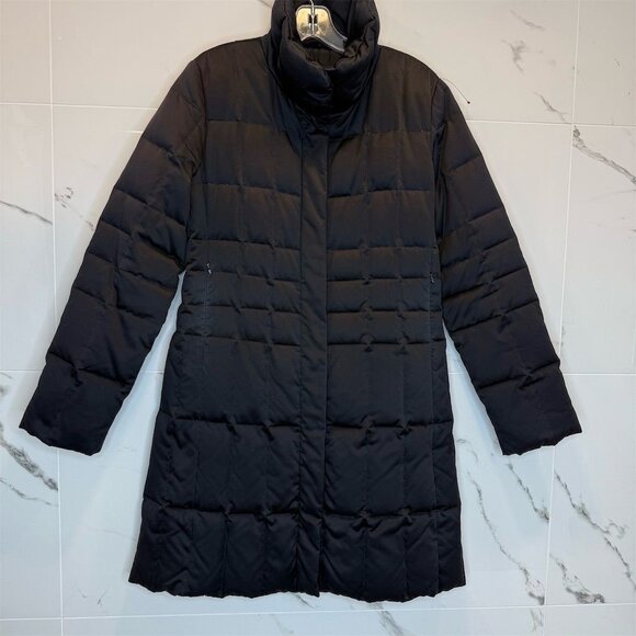 Searle Women's Black Down Puffer Coat Size 4 knee length Winter Jacket - Picture 1 of 10